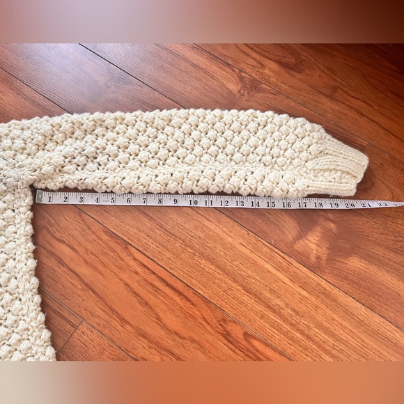 Cozy Cream Cable Knit Long Sweater. Handmade - Picture 12 of 12